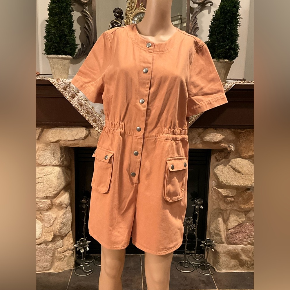 ASOS Denim Orange Button-Up Romper 12 - Picture 3 of 8